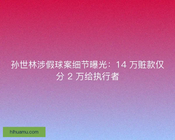 孙世林涉假球案细节曝光：14 万赃款仅分 2 万给执行者